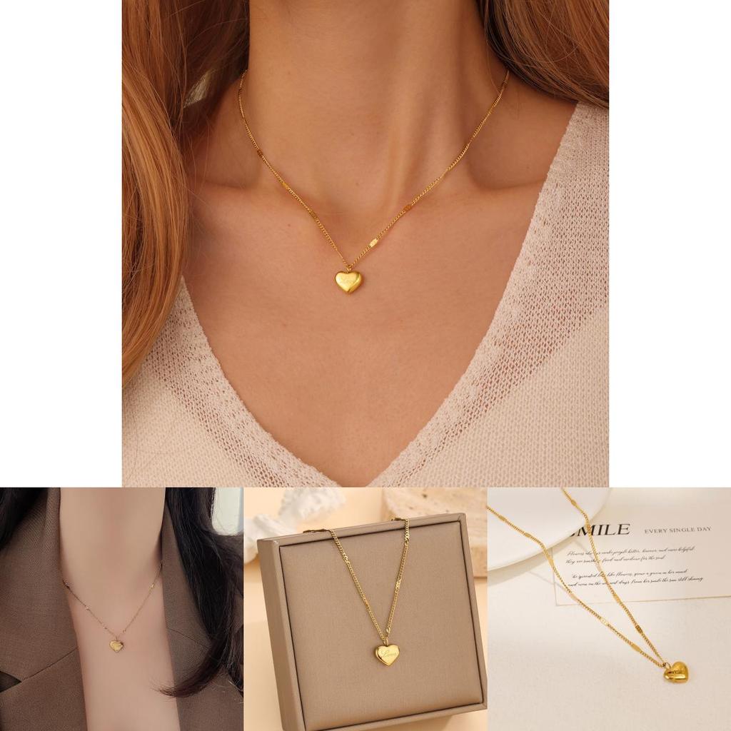 Fashion Titanium Steel Love Heart Pendant Necklace With Alphabet Charms For Women And Men