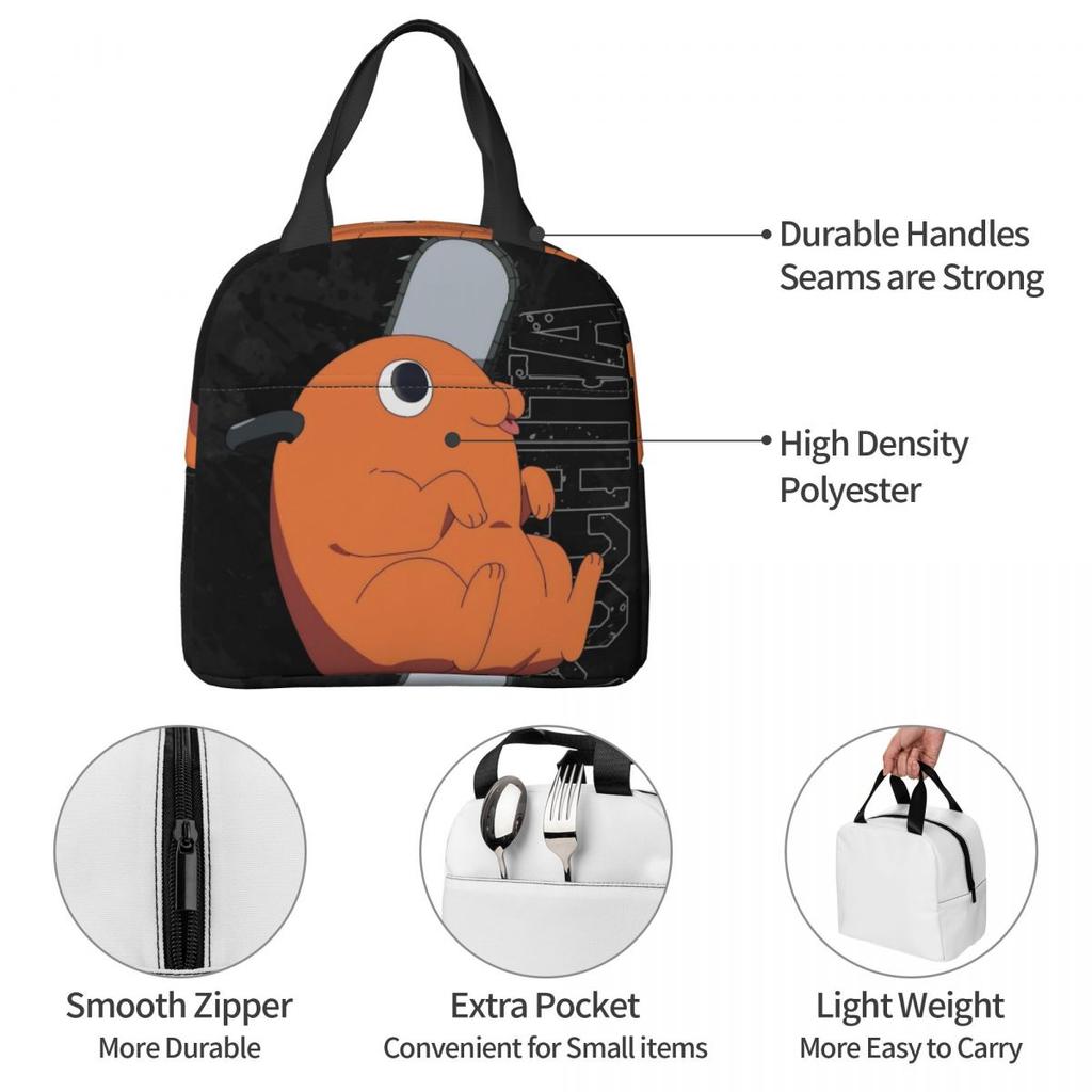 Insulated Lunch Tote Bag Kawaii Pochitas Merch Food Box Causal Cooler Thermal Bento Box For School