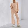 Home Set Loose Comfortable Casual Solid Color Long Sleeve Top Pullover Sweater Women Straight Wide Leg Pants Two-piece Set