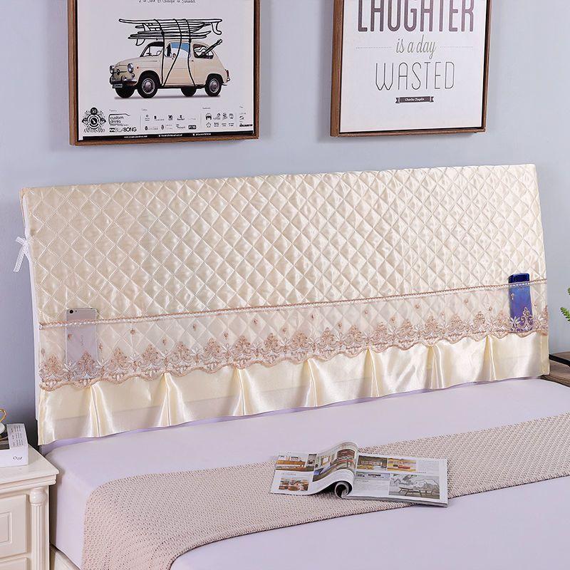 Stretchy Quilted Bed Head Cover With Lace Storage Wrinkle-resistant And All-inclusive