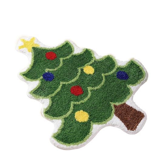 Yousheng Christmas Bathroom Rug Mat Xmas Tree Santa Clauds Shape Design Water Absorbent Floor Mat Home Decor for Kitchen Living Room Bathroom