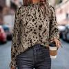 Zebra Print Tops Fashion Womens Clothes Temperament Elegant Shirts Long Sleeve Half-high Collar Blouse Loose Office Shirt 24644