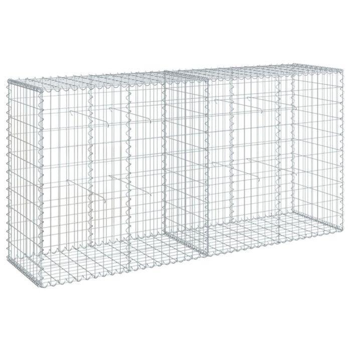 VidaXL Panier gabion avec couvercle 200x50x100 cm fer galvanisé, mur en gabion, mur de soutènement en gabion, clôture en 3295143