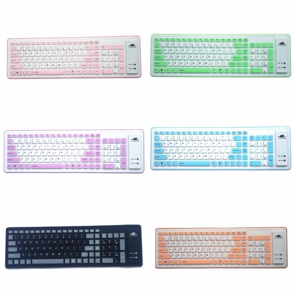 Soft Silicone Flexible Keyboard Foldable Wired Keyboard Colorful USB Keyboard  Home Use