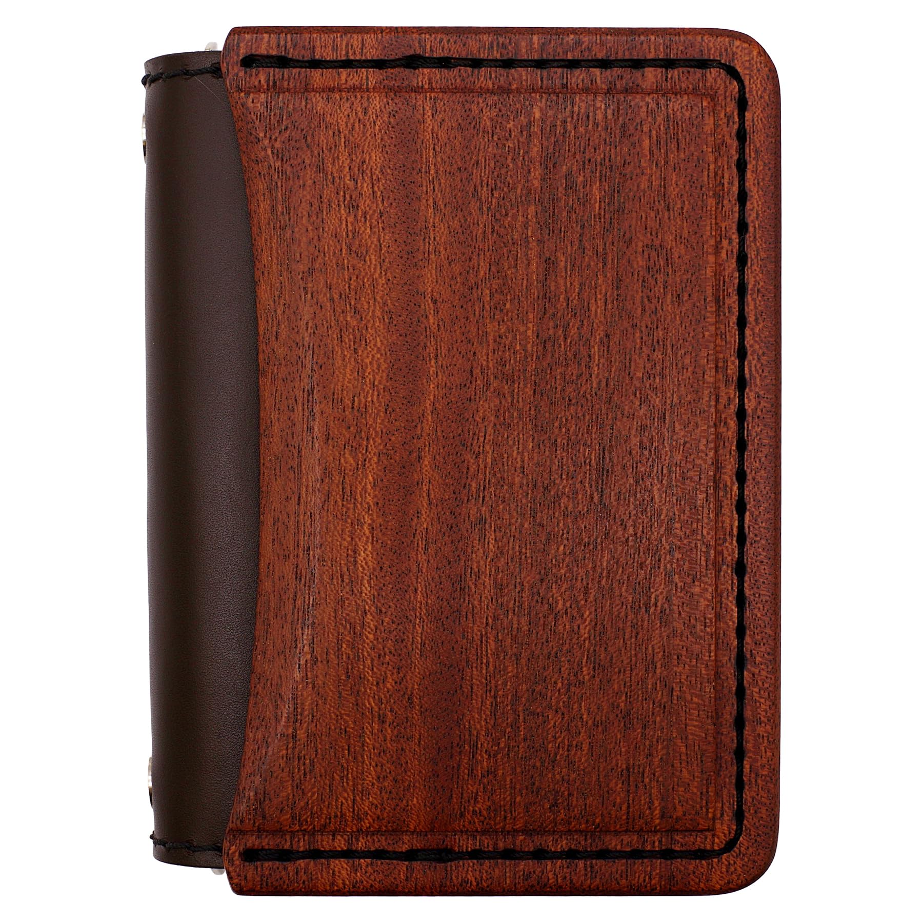 

System Notebook Mini 6 Size Wood Leather A Ring Diameter 15mm & [Dark Brown] wl_mini6_