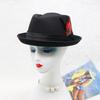 Foldable Wool Fedora Hat For Men And Women With Feather Decoration Tri Fold Jazz Cap