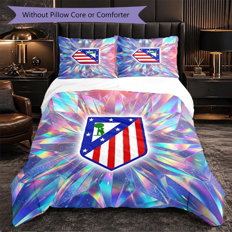 Set Lenzuola Atletico Madrid Modello 3 Pezzi Morbida Copripiumino in Microfibra con Federe per Camera da Letto