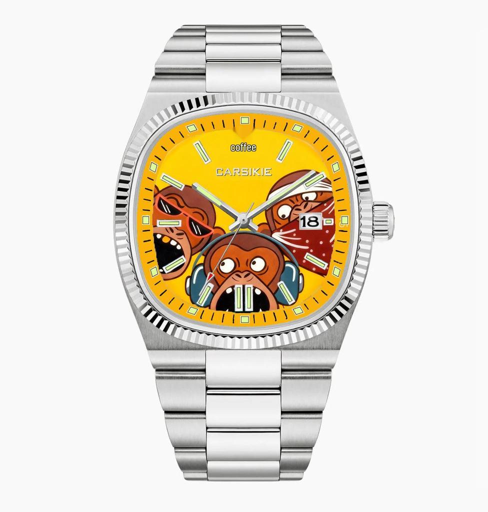 Carsikie2025 Szafirowa Kwadratowa Tarcza Męski Sportowy Kreskówkowy Zegarek Kwarcowy