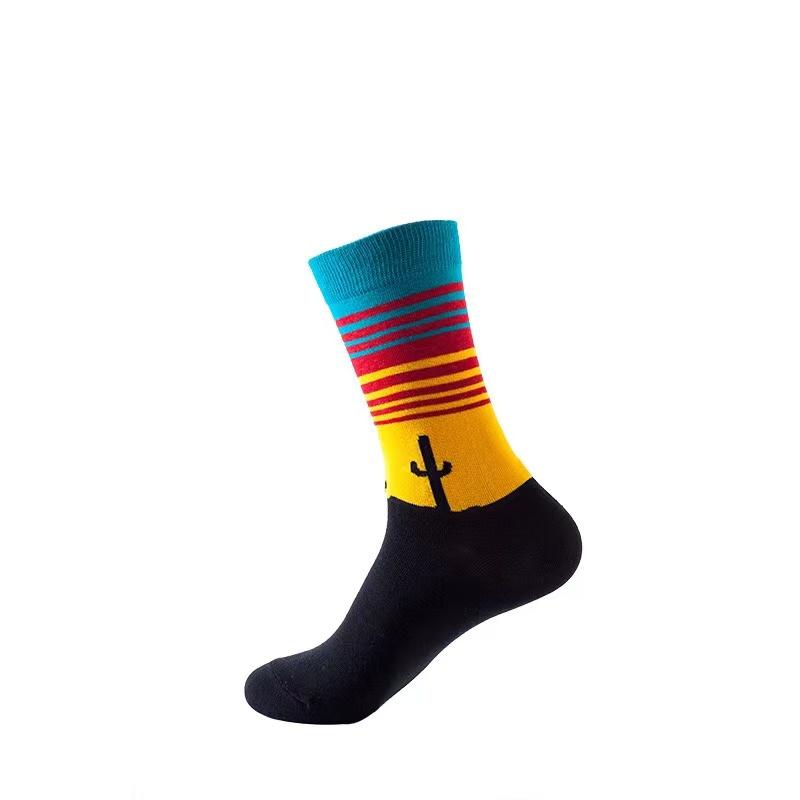 5 Pairs Colorful Mushroom World Fashion Personalized Men's and Women's Mid-Calf Socks