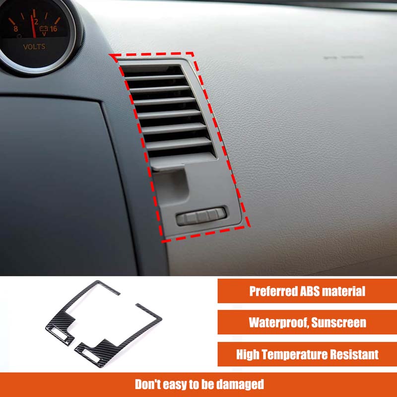 ABS Carbon Fiber For Nissan 350Z 2003-2006 Car Center Console Dashboard Air Outlet Decorative Frame Sticker Car Accessories