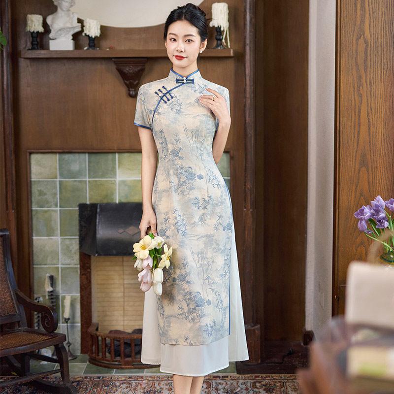 Skinny Aodai national style new Chinese cheongsam improved young 1011 new women's high-end daily dress summer
