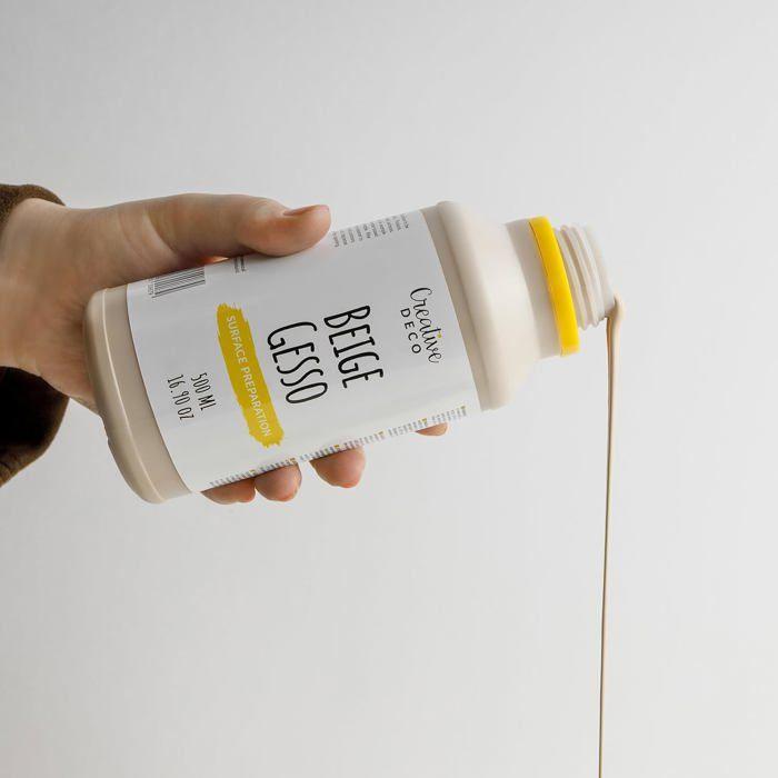 Sous-couche Acrylique - CREATIVE DECO - Gesso Beige - 500 ml - Non toxique - Séchage rapide