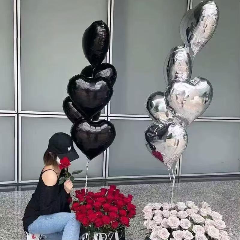 Red Heart Aluminum Foil Balloon - Romantic Photo Props for Proposals and Birthday Decorations