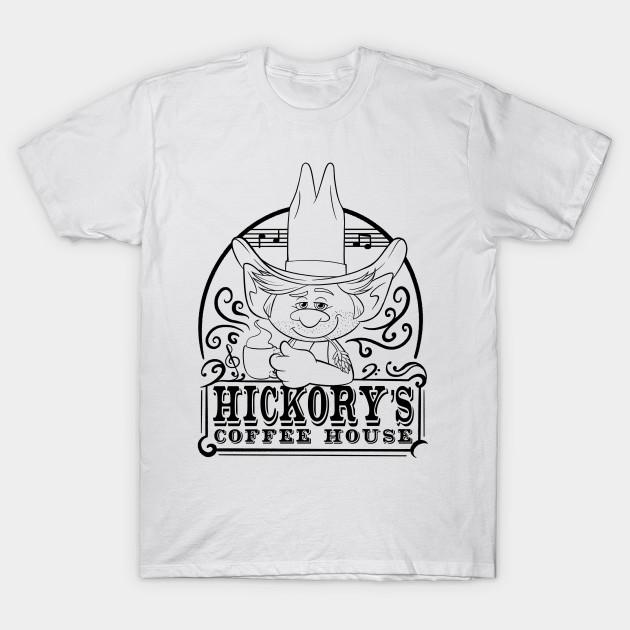 Men Black Print T-shirt Hickory'S Coffee House No-Cut Transfer Paper Print Cotton Tshirt