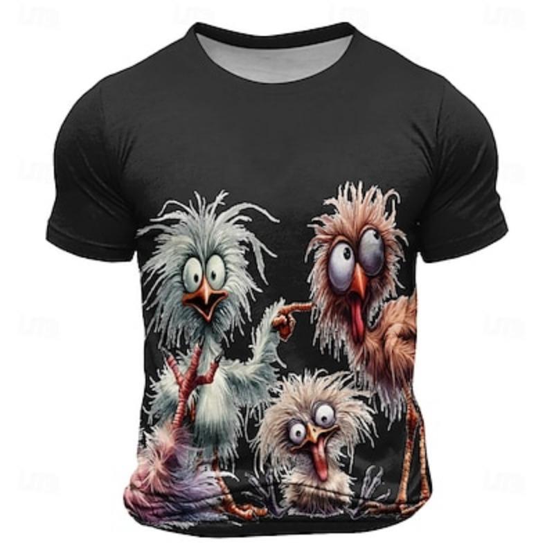 Men's Animal Funny T Shirt Short Sleeve T shirt 3D Print Crew Neck Shirt Exaggerated Designer Party Holiday