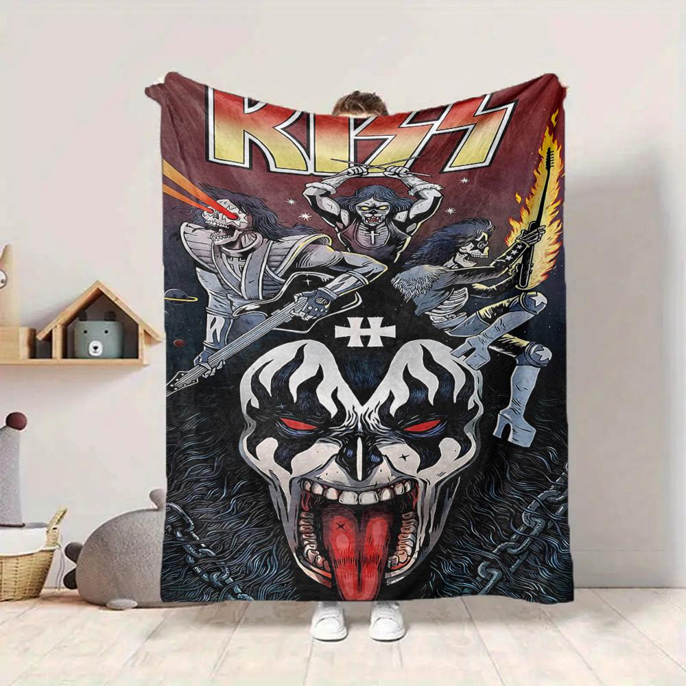 1pc KISS Band Flannel Blanket, Soft Skin Friendly with Digital Printing, Various Sizes Available for Family, Friends, Birthday