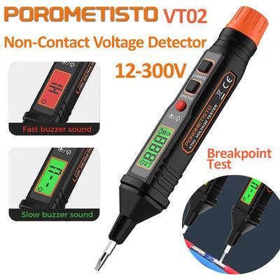 POROMETISTO VT02 Digitaler Spannungsdetektor 12V-300V AC Spannungsprüfstift Berührungsloser Spannungsprüfer Intelligenter Durchbruchfinder