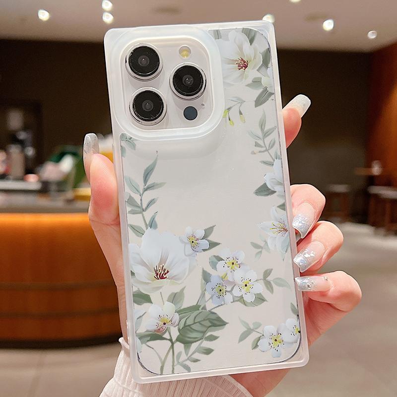 Moteblomstertrykk slankt mykt deksel til iPhone 16 Pro Max 15 Plus 14 13 Pro 12 11 Klar TPU støtsikkert silikongjennomsiktig telefondeksel