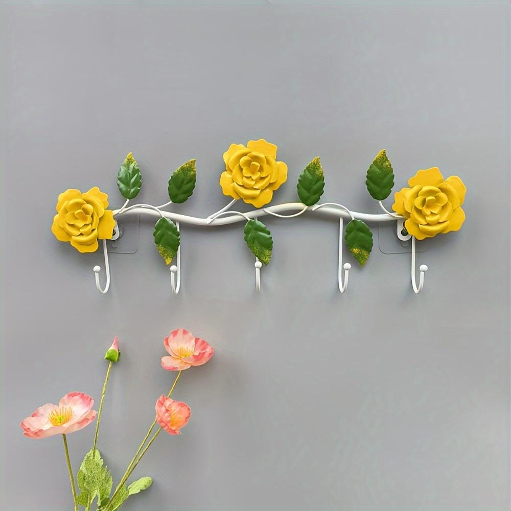

Festive Rose Hook Wall Decor Metal, Painted, Adjustable, Wall-Mounted Clothes Hook Set жовтий