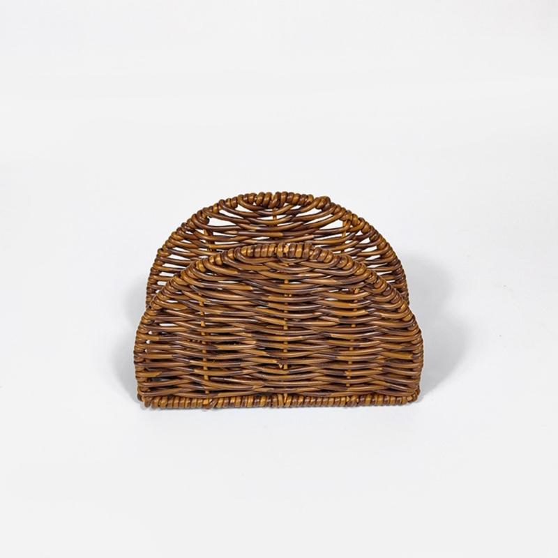 Elegant Retro Tissue Box Cover Plastic Rattans Towel Dispenser For Kitchen Countertop And Home Decoration
