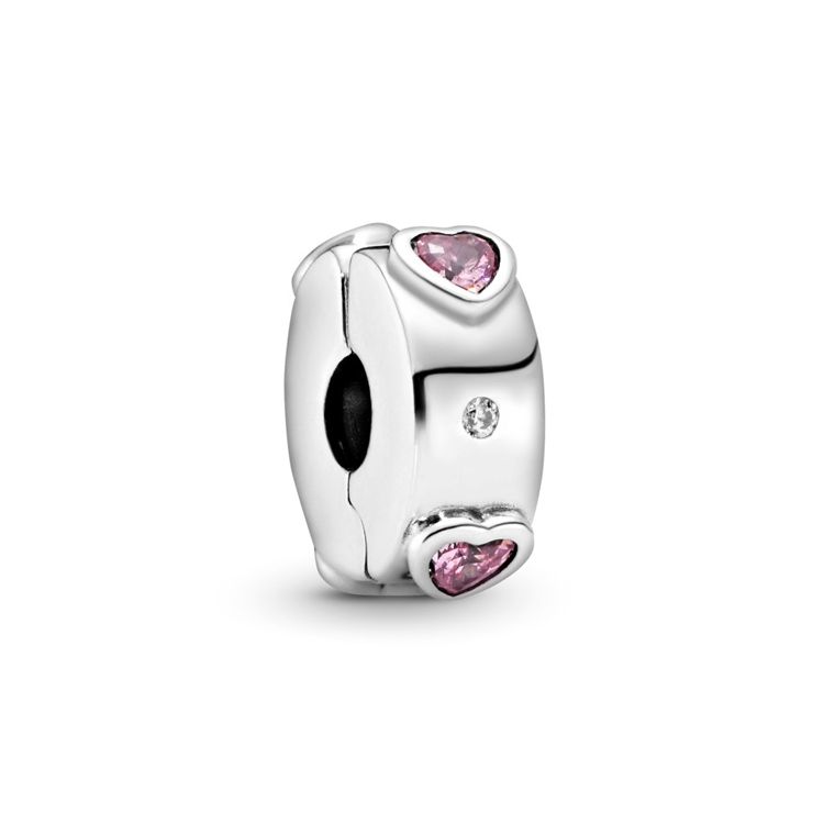 Pandora Heart Charm With Glitter Women Charm Silver Pink 796591FPC Box,F,Pink