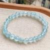 Natürlicher Blauer Topas Klare Runde Perlen Trendiges Unisex Armband Schmuck Party Geschenk 7mm 8mm AAAAAA