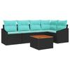 Set Divano da Giardino con Cuscini 6 pz Polyrattan Nero