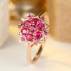 Rose Red Zircon Small Round Stone Flower Rings for Women Vintage Gold Color Wedding Bands Engagement Jewelry Mother's Day Gifts