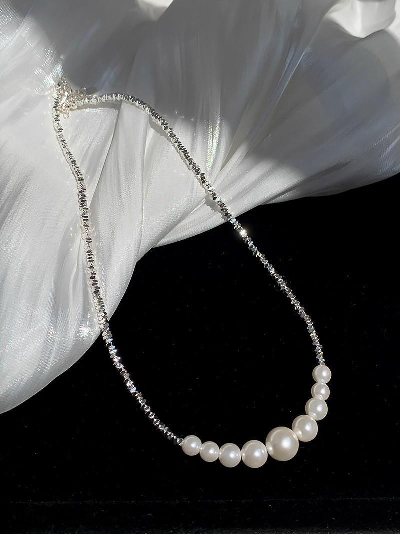Xiaohongshu Gradient Pearl Collarbone Necklace: Women s Cold Style, High-End Fashion Choker xiaohongshu серебряные изделия ожерелье