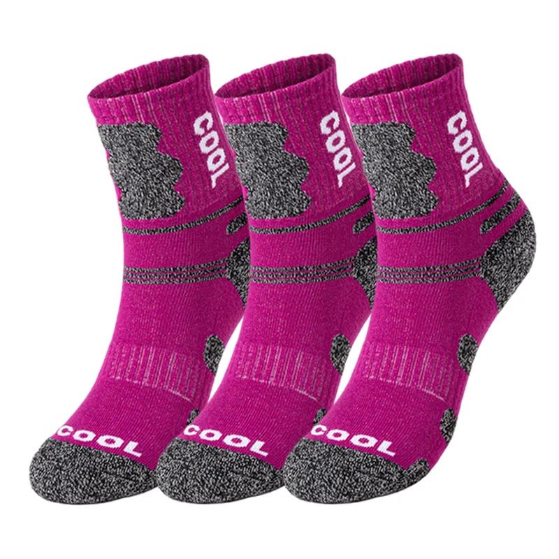 3 Pairs/Set Autumn Professional Women's Sports Sock Outdoor Warm Cycling Running Hiking Skiing Thermal Winter Female Crew Socks