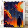 Gruseliger Halloween-Duschvorhang Spukhaus Geister Feuerrot Buntes Künstlerisches Design für Badezimmerdekoration (Für dich: 72 x 78 Zoll)