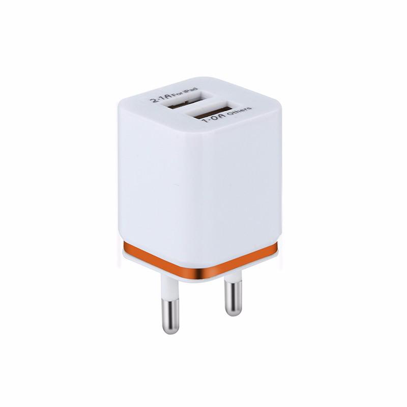 Dual Port 2-USB Mobile Phone Charger with EU/US Plug