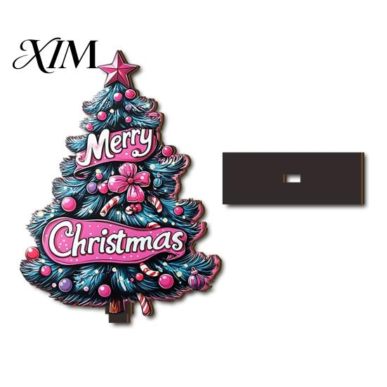 Unique Holiday Tree Ornaments 2D Wooden Christmas Tabletop Ornaments, Xmas Santa Colorful Room Snowman Sign with Stand, Party Decorations Festive