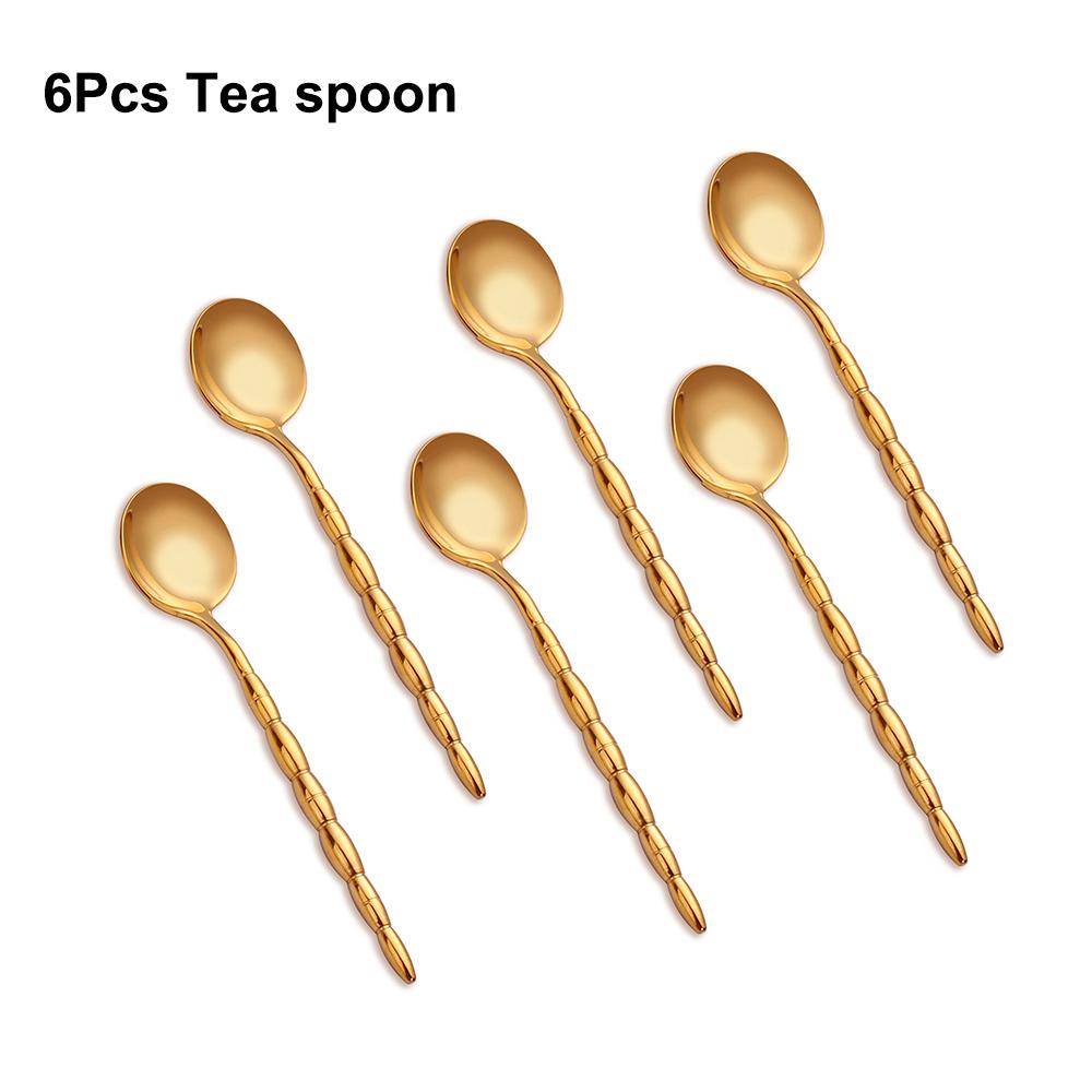 

6/16 предметов золотой столовой посуды из нержавеющей стали 304, элегантный обеденный набор, нож в западном стиле, вилка, ложка, ручка в форме бусины, столовые приборы