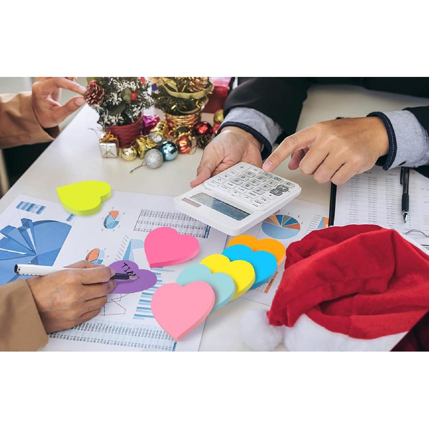 Heart Sticky Notes 3x3 In, 8 Pads, Super Cute Bright Color Strong Adhesive Post, Clean Removal, 82 Sheets/pad
