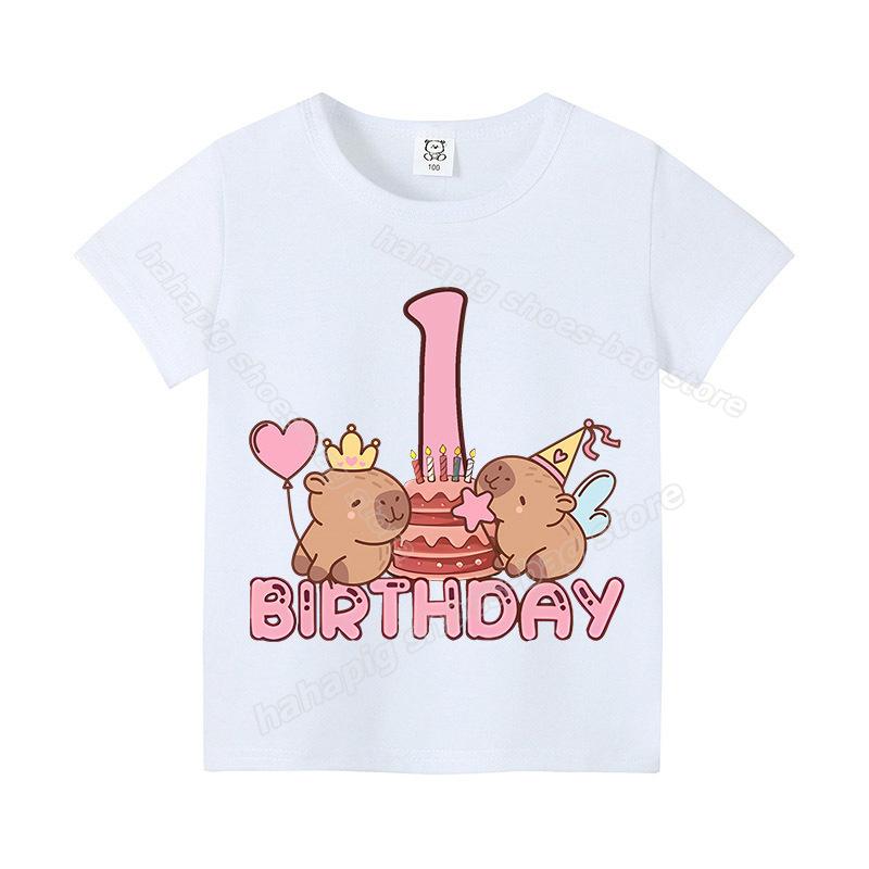 

Capybara Girl Birthday Clothes Cute Toddler Kids Number T Shirt Cartoon Short Sleeve Baby Cotton 150