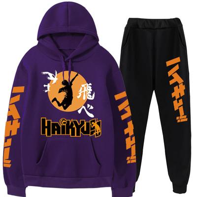 Siatkówka chłopiec bluzy spodnie zestawy Anime garnitur bluza Streetwear mężczyźni kobiety sweter dres odzież sportowa wiosna jesień