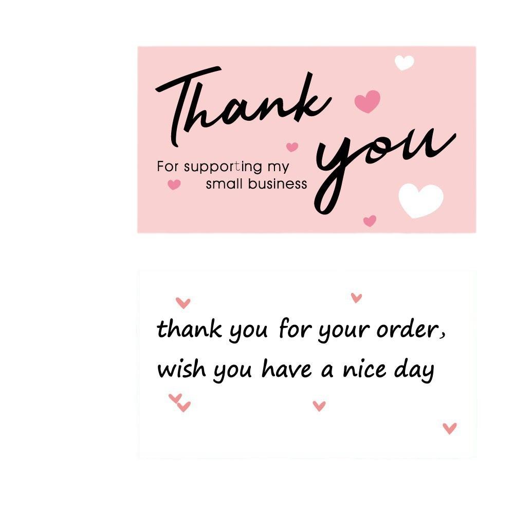 50pcs Pink Thank You Card For Order Supporting Business Package Decoration Business Card Party Card Handmade with Love