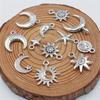 18/48Pcs/Lot  Zinc Alloy Antique Silvery Star Moon Pendant Personality DIY Earrings Pendant for Hand Chain Necklace Mardi Gras Day Ramadan