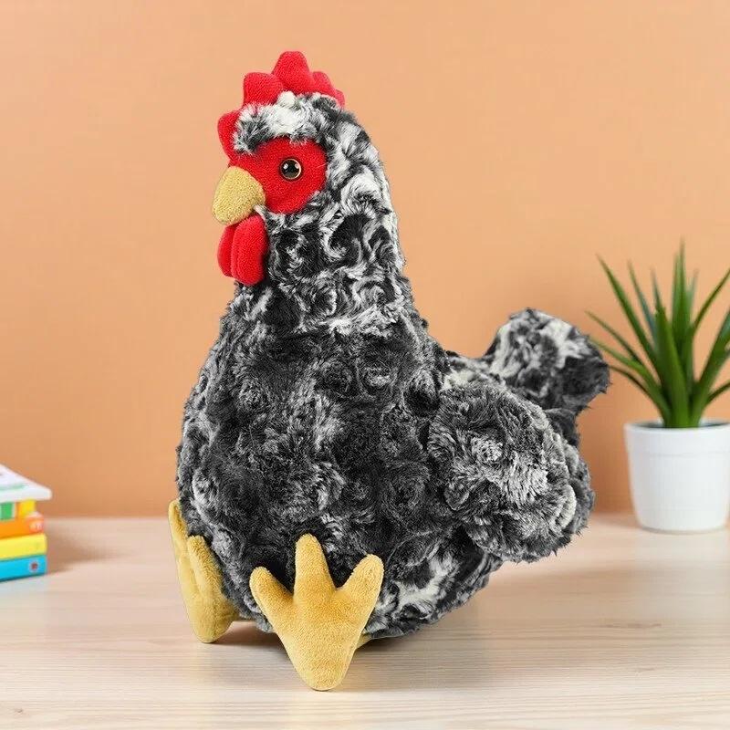 27/28cm Gallo Gallina Panciuto Pollo Osso Nero Animale Simulazione Soffice Pollame Peluche Morbido Realistico Cuscino Abbracciabile Regalo Carino