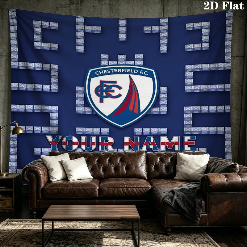 Custom Name Chesterfield F.C Printed Tapestry – Wall Hanging for Bedrooms, Dorms, and Home Decor