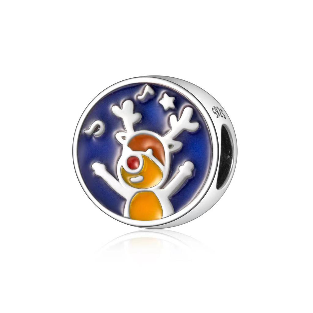 Brand New Christmas Copper Metal Santa Claus Snowman Charm Bead Component Bead Components Compatible With Pandora Authentic Original Bracelets Party