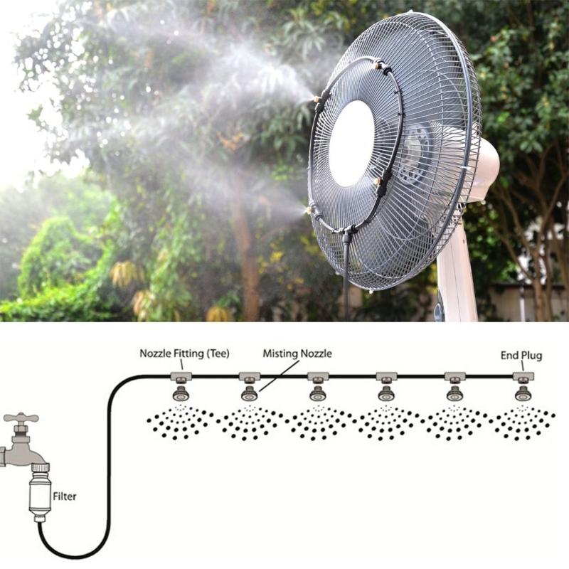 Backyard Seating Fog Line with Hose Fitting for Yard and Garden Use, Outdoor Water Set for Deck and Balcony Layouts
