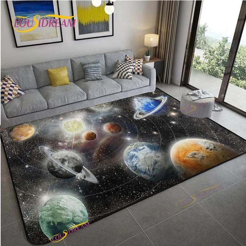 Cartoon Space Universe Planet Carpet for Living Room Bedroom Sofa Area Rug Kitchen Door Un-slip Floor Mat Alfombra Birthday gift