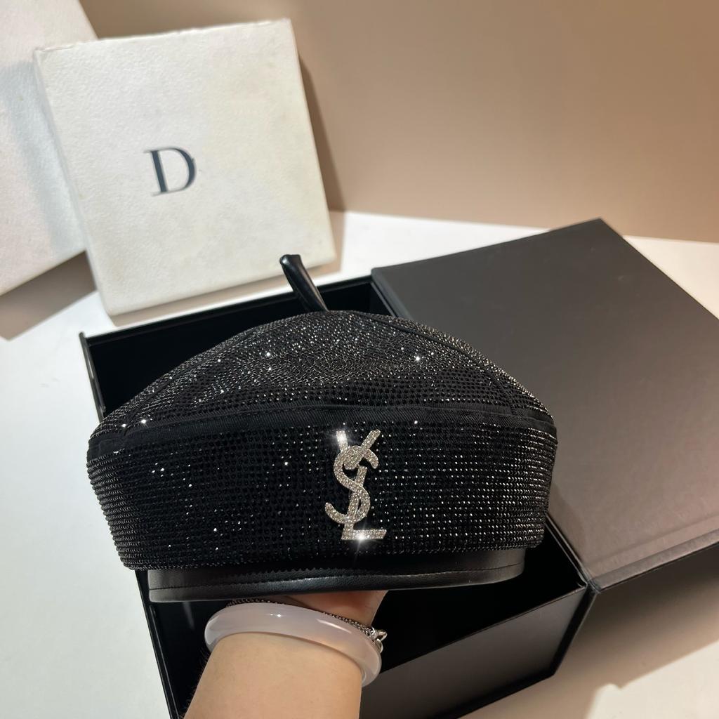 Italian Designer Niche Light Luxury Rhinestone Beret Heavy Industry Full Diamond Buyer Hat