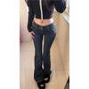 Blugi Retro High Street Fată Picantă Talie Joasă Micro-Évasé Lungime Podea