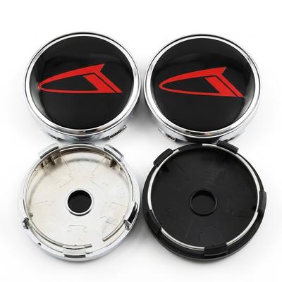 4 Pièces 60mm Cache-Moyeux de Roue Universels pour Voiture Noir Rouge Logo Sport Bordure Chromée Emblème Cache-Poussière Accessoires de Tuning Auto