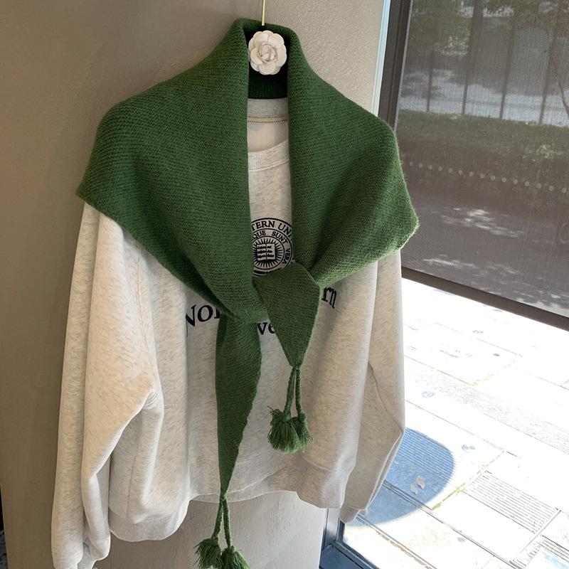 Literary Triangle Scarf Shawl Autumn And Winter Outer Scarf Hanging Spike Multi-Functional Scarf Scarf Neck Vest Versatile Triangle Scarf