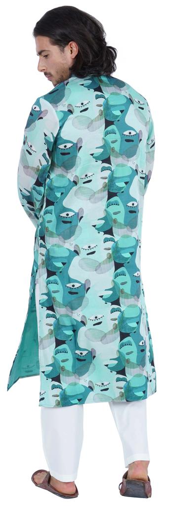 Atasi Traditional Party Wear Long Sleeve Kurta  Mandarin Collar Neck Casual