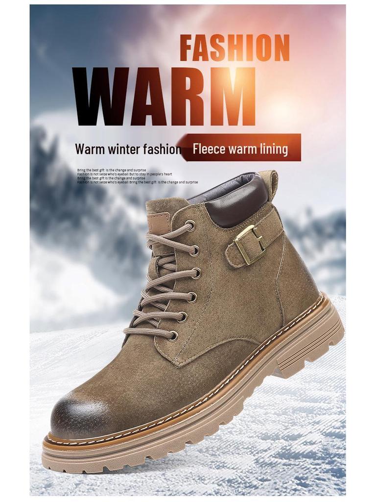 2025 Herbst/Winter Herren Gelbe Leder Martin Wander- & Arbeitsstiefel - Dicke Sohle Britischer Stil